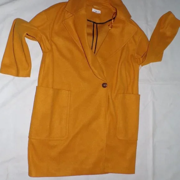 TOPSHOP Carly Slouch Coat Mustard Yellow NEW Sz 10 - Picture 5 of 8